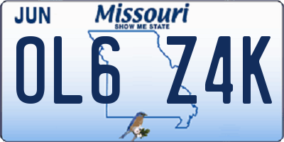 MO license plate OL6Z4K