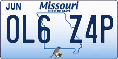 MO license plate OL6Z4P