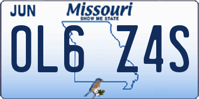 MO license plate OL6Z4S