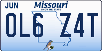 MO license plate OL6Z4T