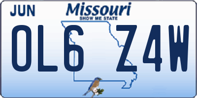 MO license plate OL6Z4W