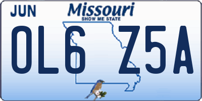 MO license plate OL6Z5A