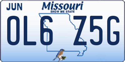 MO license plate OL6Z5G
