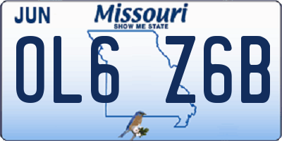 MO license plate OL6Z6B