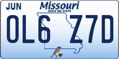 MO license plate OL6Z7D