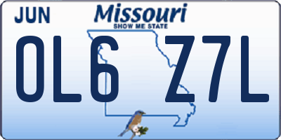 MO license plate OL6Z7L