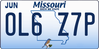 MO license plate OL6Z7P