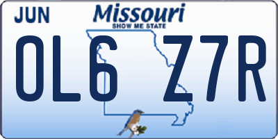 MO license plate OL6Z7R