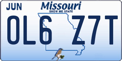 MO license plate OL6Z7T