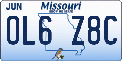 MO license plate OL6Z8C