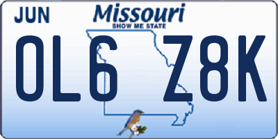 MO license plate OL6Z8K