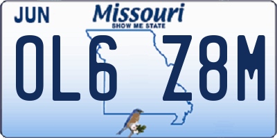 MO license plate OL6Z8M
