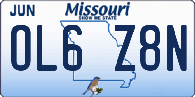 MO license plate OL6Z8N