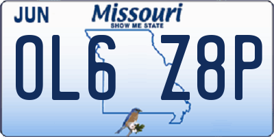MO license plate OL6Z8P
