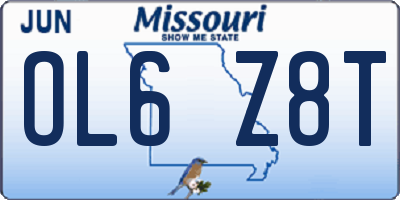 MO license plate OL6Z8T