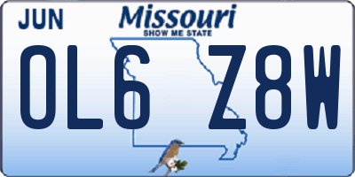 MO license plate OL6Z8W
