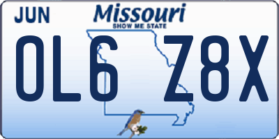MO license plate OL6Z8X