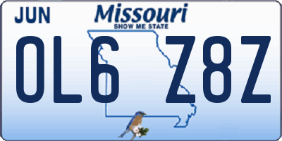 MO license plate OL6Z8Z