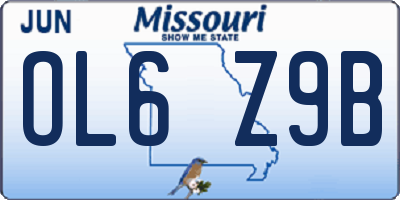 MO license plate OL6Z9B