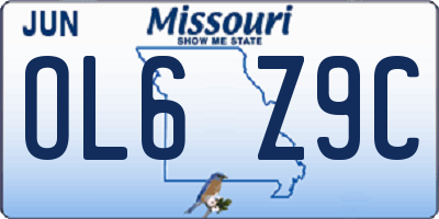 MO license plate OL6Z9C