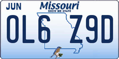 MO license plate OL6Z9D