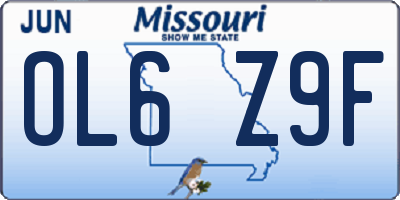 MO license plate OL6Z9F