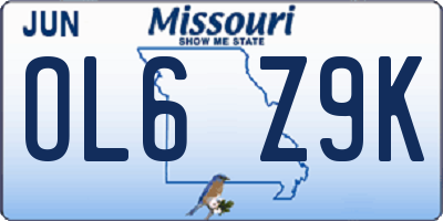 MO license plate OL6Z9K