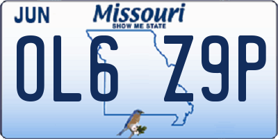 MO license plate OL6Z9P