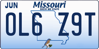 MO license plate OL6Z9T