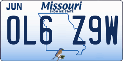 MO license plate OL6Z9W