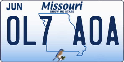 MO license plate OL7A0A