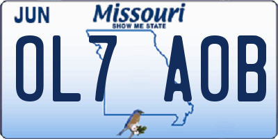 MO license plate OL7A0B
