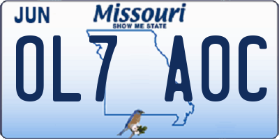 MO license plate OL7A0C