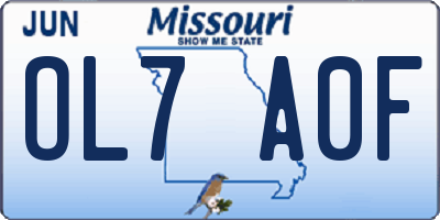 MO license plate OL7A0F