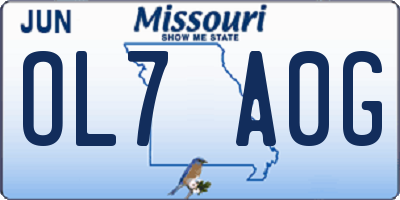 MO license plate OL7A0G