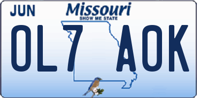 MO license plate OL7A0K