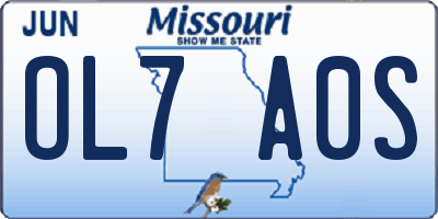 MO license plate OL7A0S