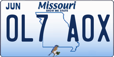 MO license plate OL7A0X