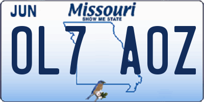 MO license plate OL7A0Z