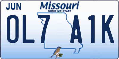 MO license plate OL7A1K