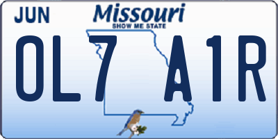 MO license plate OL7A1R