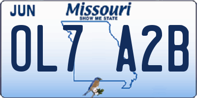 MO license plate OL7A2B