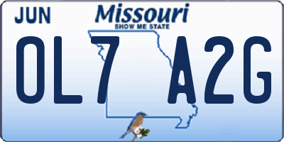 MO license plate OL7A2G
