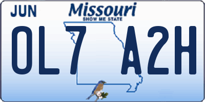 MO license plate OL7A2H