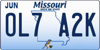 MO license plate OL7A2K