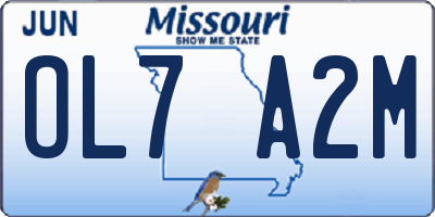 MO license plate OL7A2M