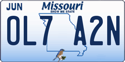 MO license plate OL7A2N