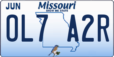 MO license plate OL7A2R