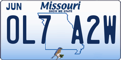 MO license plate OL7A2W