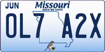 MO license plate OL7A2X